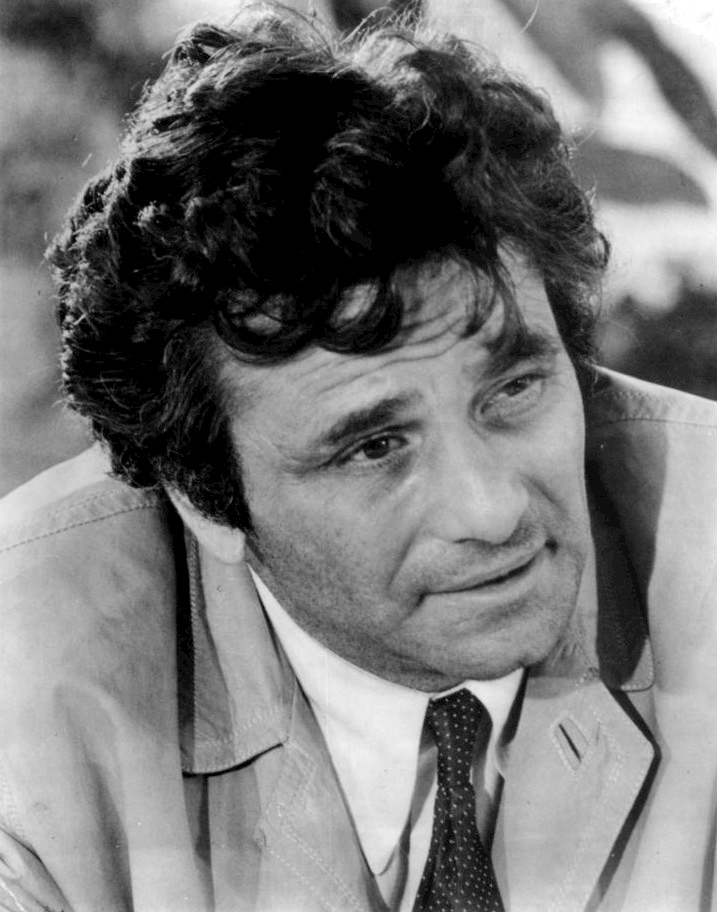 Peter Falk portraying Lieutenant Columbo in a 1973 publicity photograph